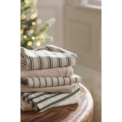 Ib Laursen - Viskestykke Eske natur med mrkegrnne striber p tvrs 50x70cm.