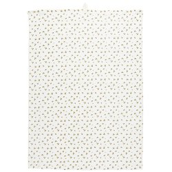 Ib Laursen Viskestykke Esther hvid med sennepsgule blomster 50x70 cm.