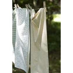 Ib Laursen Viskestykke Esther hvid med sennepsgule blomster 50x70 cm.