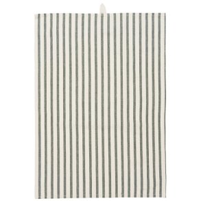 Ib Laursen Viskestykke Felix natur med mrkegrnne striber 50x70 cm