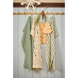 Ib Laursen Viskestykke Felix natur med mrkegrnne striber 50x70 cm