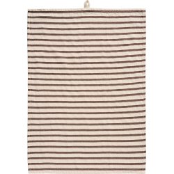 Ib Laursen - Viskestykke Freddy natur med brune striber p tvrs 50x70cm.