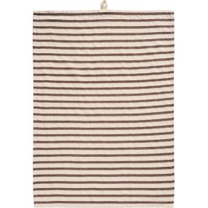 Ib Laursen - Viskestykke Freddy natur med brune striber p tvrs 50x70cm.