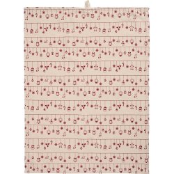 Ib Laursen - Viskestykke Hollie natur med rdt julepynt p snore 50x70cm.