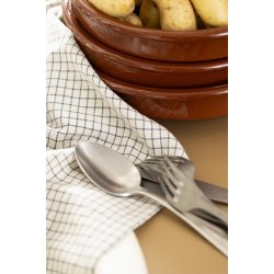 Ib Laursen - Viskestykke Huxi natur med sm bl tern 50x70 cm.