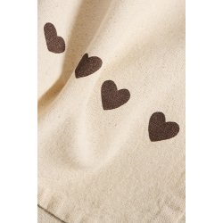 Ib Laursen - Viskestykke Johanne natur med brune hjerter 50x70cm.