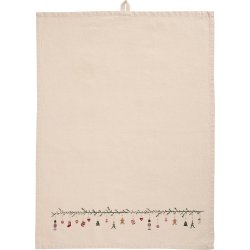 Ib Laursen - Viskestykke Julius natur med juleranke 50x70cm.