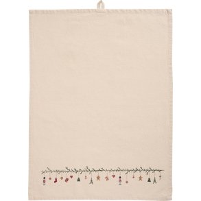 Ib Laursen - Viskestykke Julius natur med juleranke 50x70cm.