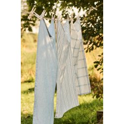 Ib Laursen Viskestykke Kasper natur mrkebl tynde striber