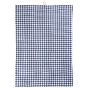  Ib Laursen Viskestykke Lucas mrkebl med naturfarvede sm tern 50x70 cm.