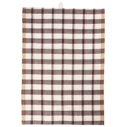 Ib Laursen Viskestykke Malthe natur med mrkebrunt stribemnster 50x70 cm.