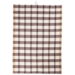 Ib Laursen Viskestykke Malthe natur med mrkebrunt stribemnster 50x70 cm.