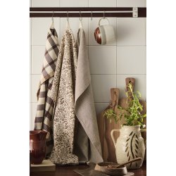 Ib Laursen Viskestykke Malthe natur med mrkebrunt stribemnster 50x70 cm.