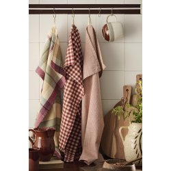 Ib Laursen Viskestykke Martha rust med naturfarvede sm tern 50x70 cm.