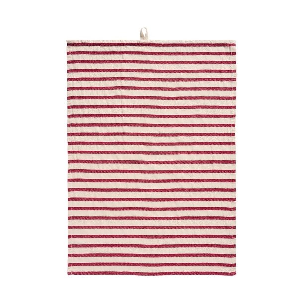 Ib Laursen - Viskestykke Olga natur med rde striber p tvrs 50x70cm.