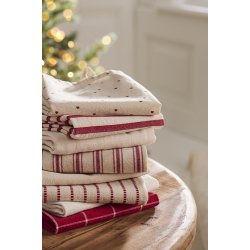 Ib Laursen - Viskestykke Olga natur med rde striber p tvrs 50x70cm.