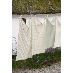 Ib Laursen Viskestykke Otto natur med smalle stvgrnne striber 50x70 cm