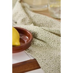 Ib Laursen - Viskestykke Petra natur med grnt blomstermnster 50x70 cm.