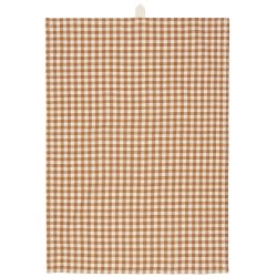 Ib Laursen -Viskestykke Rasmus rustikbrun med naturfarvede sm tern 50x70 cm.