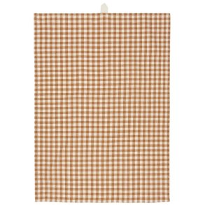 Ib Laursen -Viskestykke Rasmus rustikbrun med naturfarvede sm tern 50x70 cm.