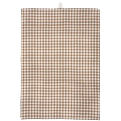 Ib Laursen Viskestykke Sebastian brun med naturfarvede sm� tern 50x70 cm