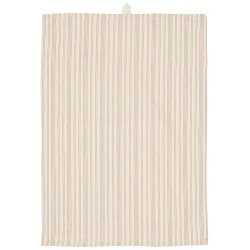 Ib Laursen -Viskestykke Tilde natur med rustikbrune striber 50x70 cm.