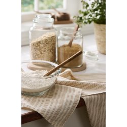 Ib Laursen -Viskestykke Tilde natur med rustikbrune striber 50x70 cm.