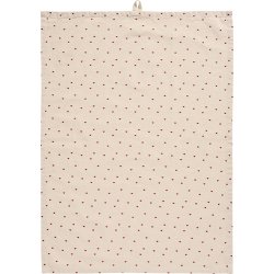 Ib Laursen - Viskestykke Valentin natur med rde hjerter 50x70cm.