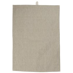 Ib Laursen Viskestykke Villads natur med gr og sorte striber 50x70 cm.