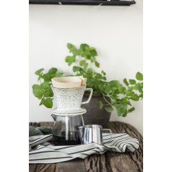 Ib Laursen Viskestykke beige med sorte striber