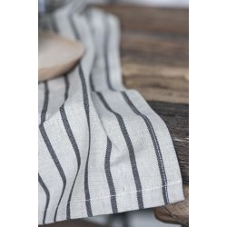 Ib Laursen Viskestykke beige med sorte striber