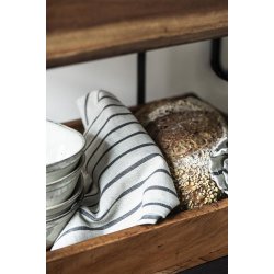Ib Laursen Viskestykke beige med sorte striber