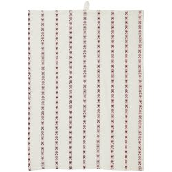 Ib Laursen Viskestykke hvid med rde hjerter 50x70 cm.