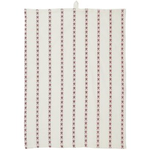 Ib Laursen Viskestykke hvid med rde hjerter 50x70 cm.