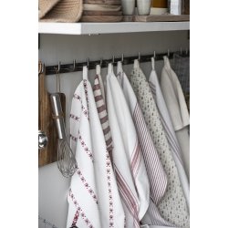 Ib Laursen Viskestykke hvid med rde hjerter 50x70 cm.