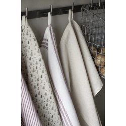 Ib Laursen Viskestykke hvid m/rde striber i siderne 50x70 cm.