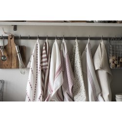 Ib Laursen Viskestykke hvid m/rde striber 50x70 cm.