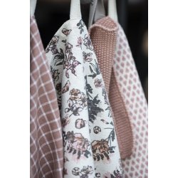Ib Laursen Viskestykke med faded rose og grt blomstermnster