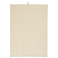 Ib Laursen Viskestykke natur med smalle mustard striber