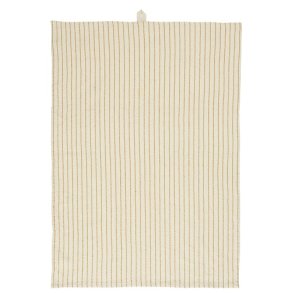 Ib Laursen Viskestykke natur med smalle mustard striber