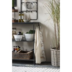 Ib Laursen Viskestykke natur med smalle mustard striber