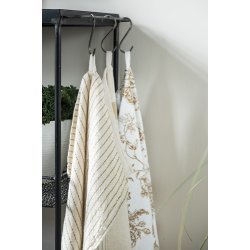 Ib Laursen Viskestykke natur med smalle mustard striber