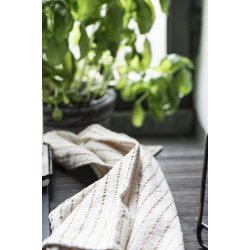 Ib Laursen Viskestykke natur med smalle mustard striber