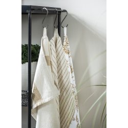 Ib Laursen Viskestykke natur med smalle mustard striber