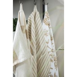 Ib Laursen Viskestykke natur med smalle mustard striber