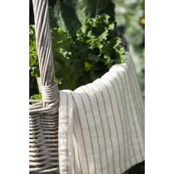 Ib Laursen Viskestykke natur med smalle mustard striber