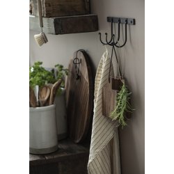 Ib Laursen Viskestykke natur med smalle mustard striber