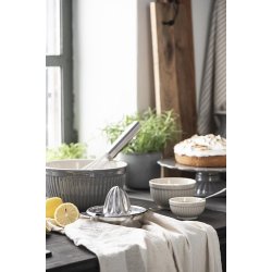 Ib Laursen Viskestykke natur med taupe striber i enderne 50x70 cm