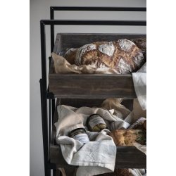 Ib Laursen Viskestykke natur med taupe striber i enderne 50x70 cm