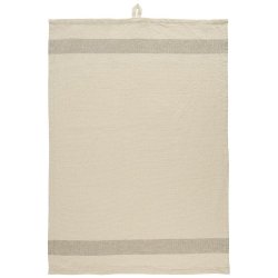 Ib Laursen Viskestykke natur med taupe striber i enderne 50x70 cm